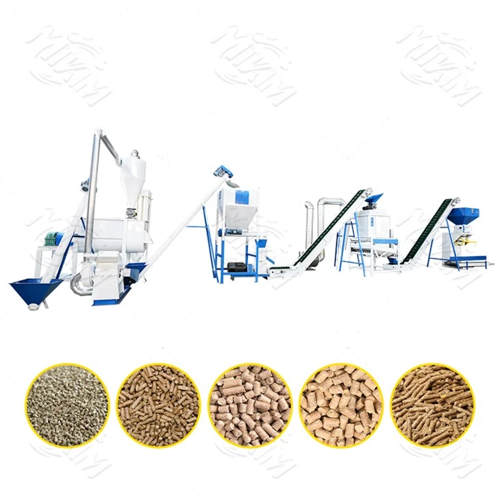 Lini Produksi Pelet Pakan Ternak 1-2 TPH Untuk Peternakan Unggas Dan Ternak di Afrika
